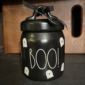 Rae Dunn Black Halloween Boo Jar